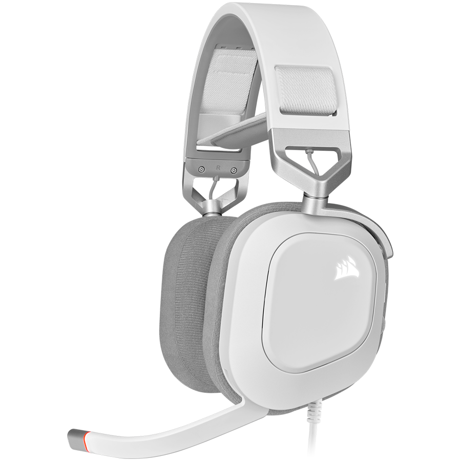 Slušalice CORSAIR HS80 RGB (over-ear, žične, RGB osvjetljenje, Dolby Atmos, bijele)
