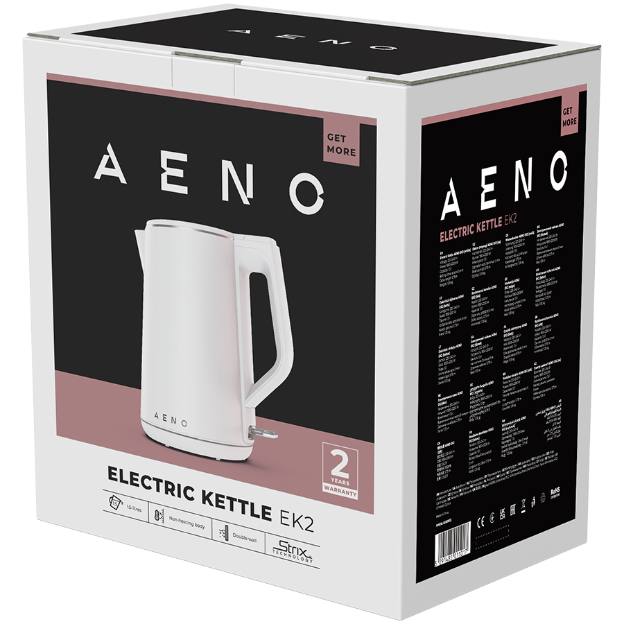 AENO Electric Kettle EK2: 1850-2200W, 1.5L, Strix, Double-walls, Non-heating body, Auto Power Off, Dry tank Protection-3
