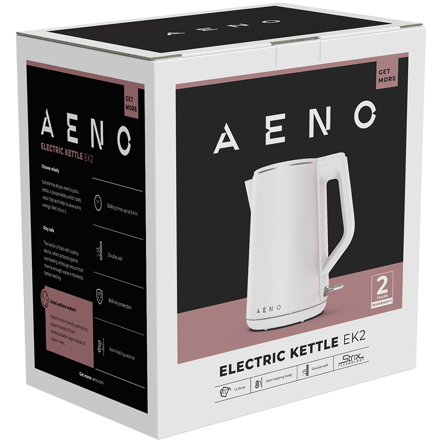 AENO Electric Kettle EK2: 1850-2200W, 1.5L, Strix, Double-walls, Non-heating body, Auto Power Off, Dry tank Protection-4