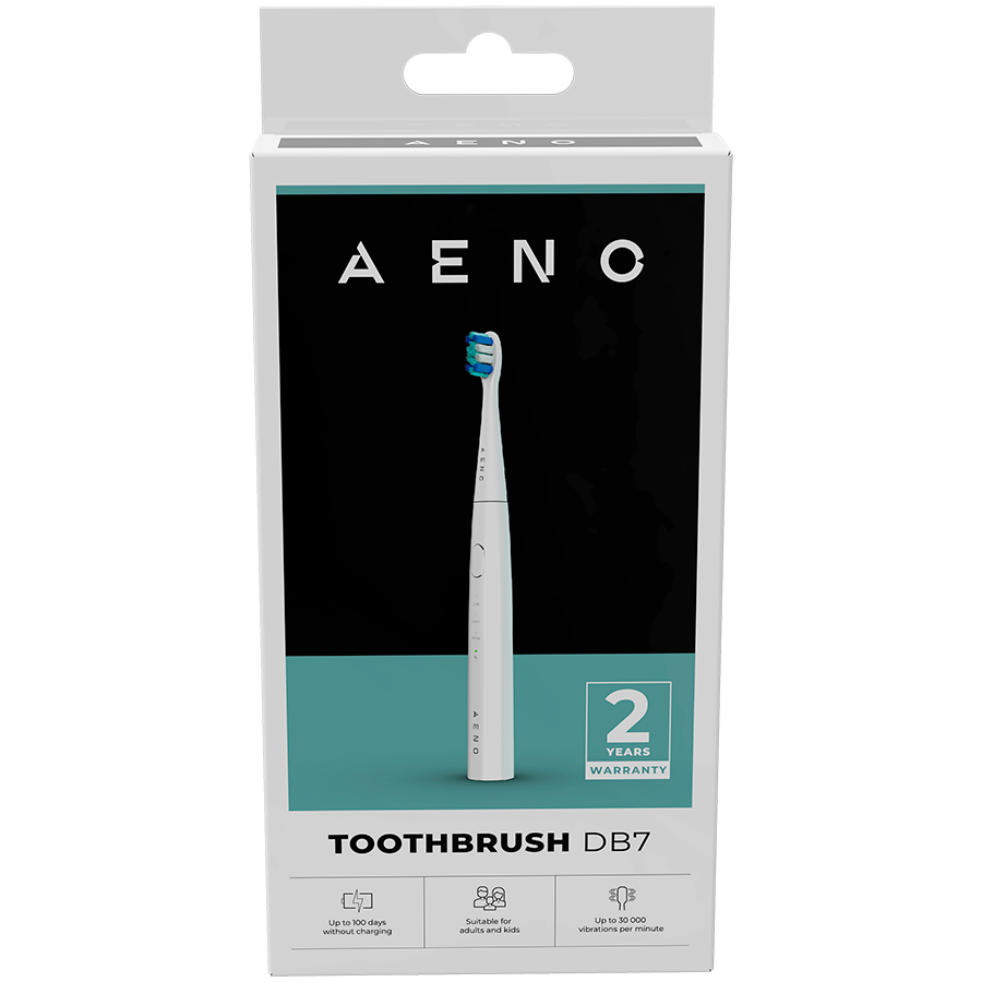 AENO Sonic Electric toothbrush, DB7: White, 3modes, 1 brush head + 2 stickers, 30000rpm, 100 days without charging, IPX7-4