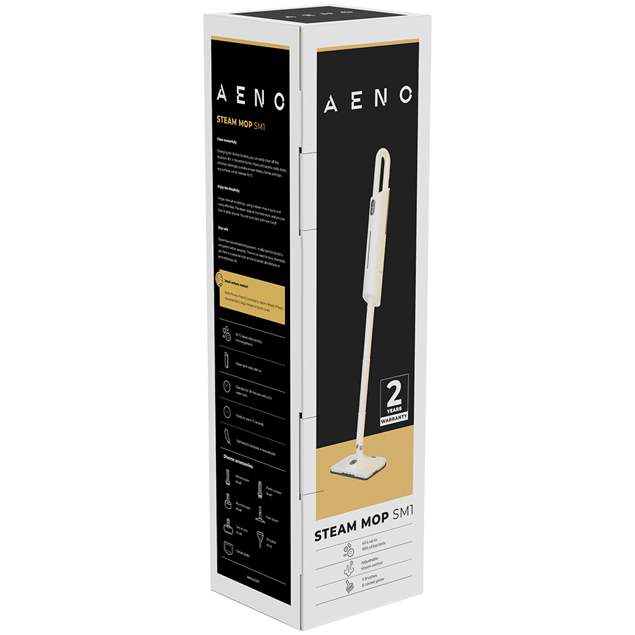 AENO Steam Mop SM1, with built-in water filter, aroma oil tank, 1000W, 110 °C, Tank Volume 380mL, Screen Touch Switch-8