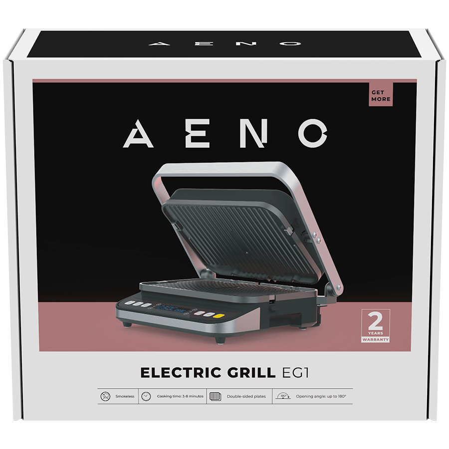 Električni roštilj AENO EG1 (2000W, 3 načina grijanja, maksimalni kut otvaranja 180°, regulacija temperature, timer, uklonjive ploče)-5