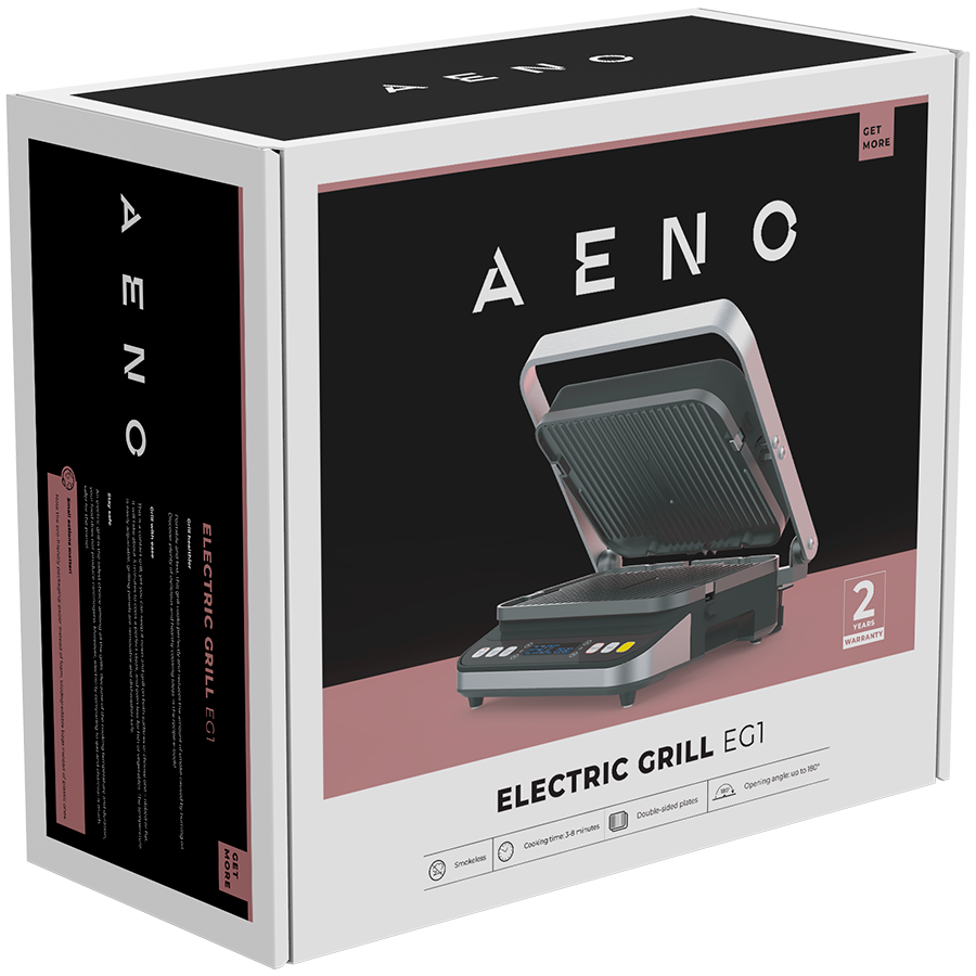 Električni roštilj AENO EG1 (2000W, 3 načina grijanja, maksimalni kut otvaranja 180°, regulacija temperature, timer, uklonjive ploče)-7