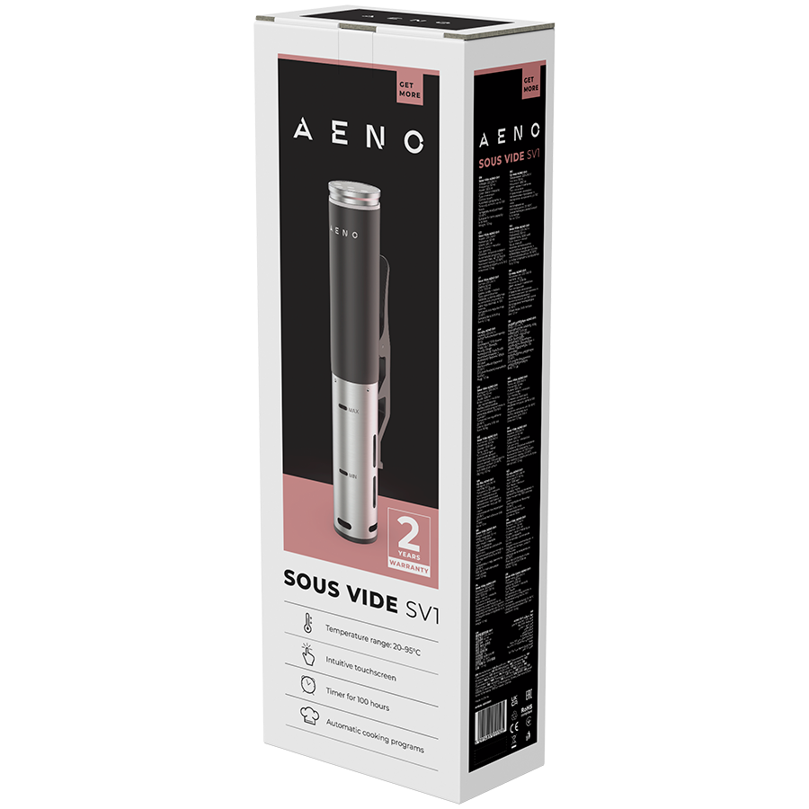 AENO Sous Vide SV1: 1200W, 4 Automatic programs, Temperature adjustment, Timer, Touch screen, LCD-display, IPX7 Water Proof-4