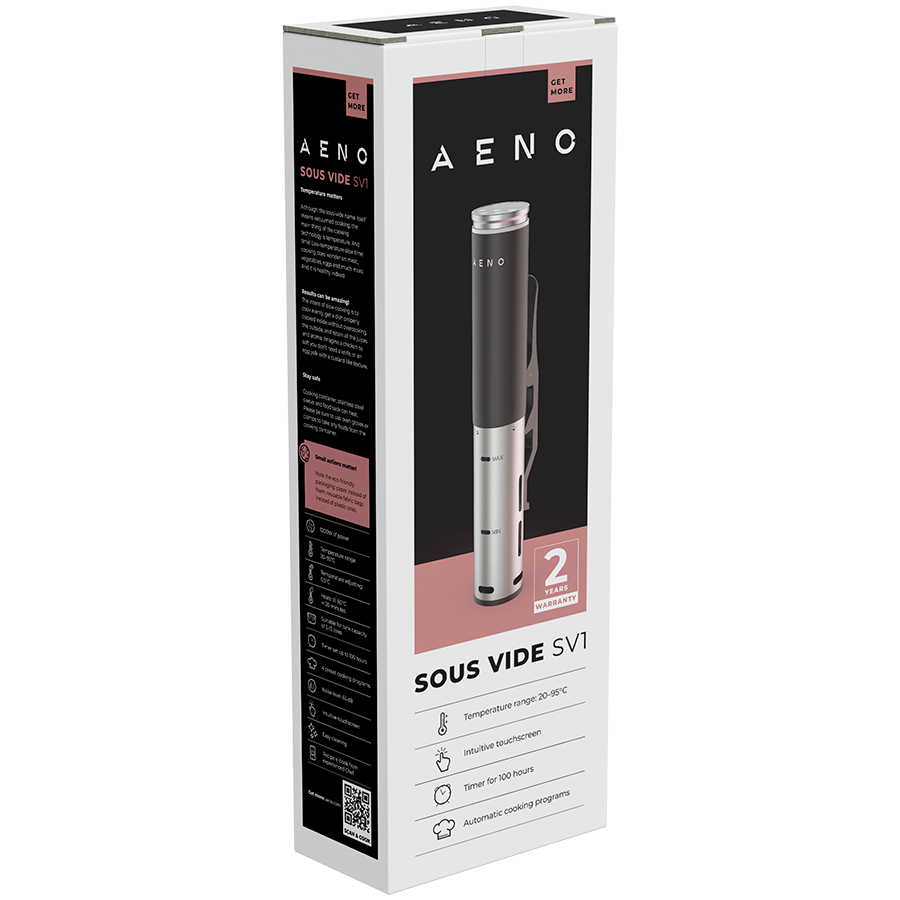AENO Sous Vide SV1: 1200W, 4 Automatic programs, Temperature adjustment, Timer, Touch screen, LCD-display, IPX7 Water Proof-5
