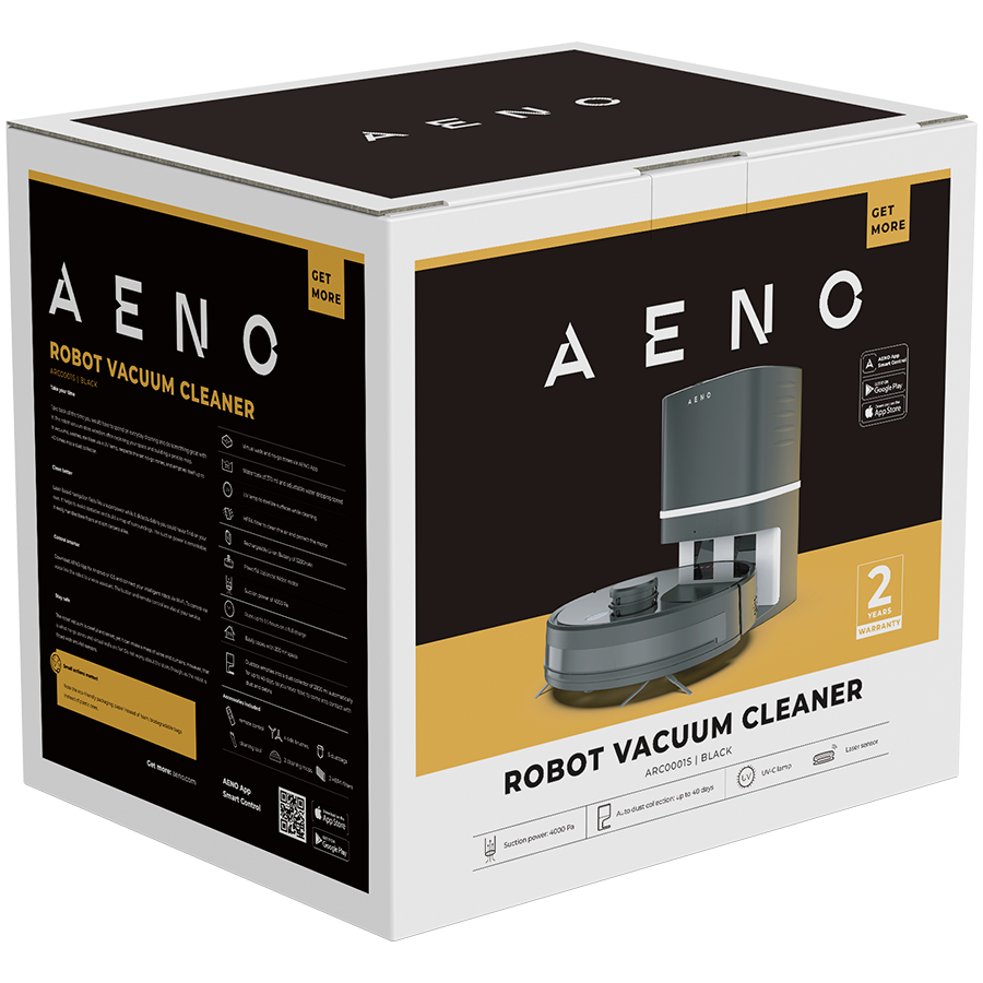 Robot Vacuum Cleaner AENO RC1S (automatska stanica za čišćenje i punjenje, mokro i suho čišćenje, pametna kontrola AENO aplikacijom, UV lampa)-8