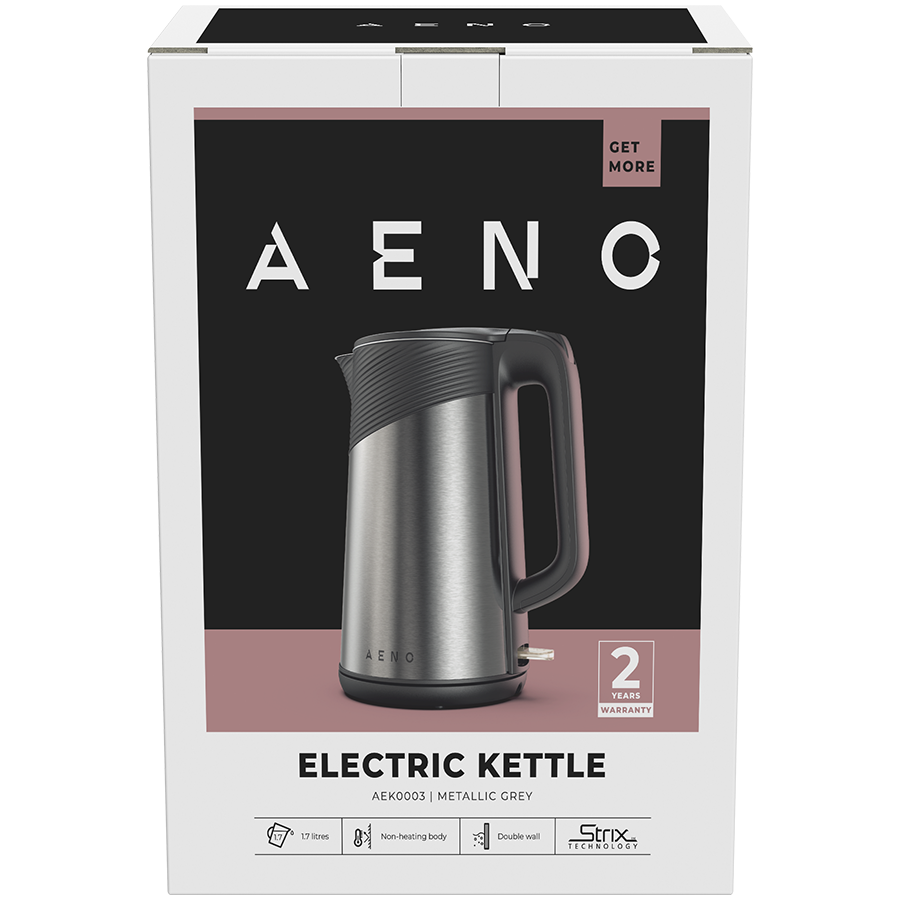 Električni čajnik AENO EK3 (1850-2200W, 1.7L, Strix, Dvostruki zidovi, Nezagrijavajuće tijelo, Automatsko isključivanje, Zaštita od suhog spremnika)-2