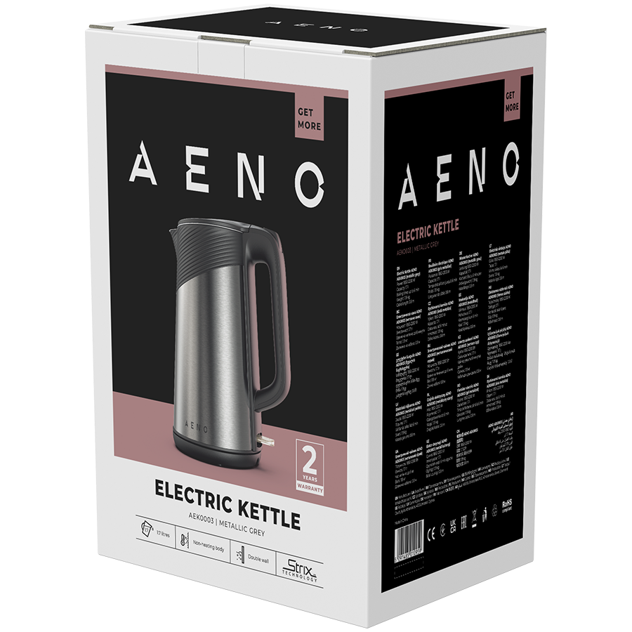 Električni čajnik AENO EK3 (1850-2200W, 1.7L, Strix, Dvostruki zidovi, Nezagrijavajuće tijelo, Automatsko isključivanje, Zaštita od suhog spremnika)-3