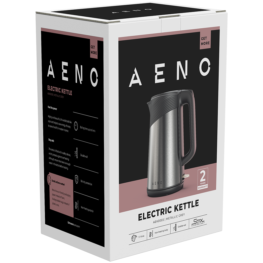 Električni čajnik AENO EK3 (1850-2200W, 1.7L, Strix, Dvostruki zidovi, Nezagrijavajuće tijelo, Automatsko isključivanje, Zaštita od suhog spremnika)-4