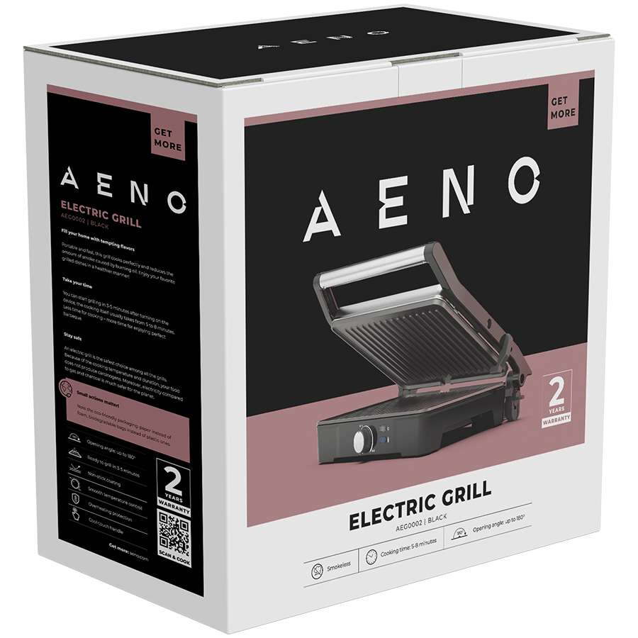 Električni roštilj AENO EG2 (2000W, regulacija temperature, otvaranje do 180°, veličina ploče 290*234mm)-6
