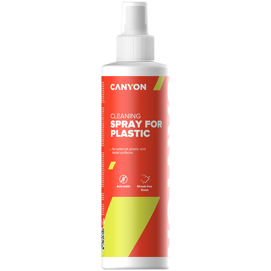 Canyon Plastic Cleaning Spray for external plastic and metal surfaces of computers, telephones, fax machines and other office equipment, 250ml, 58x58x195mm, 0.277kg