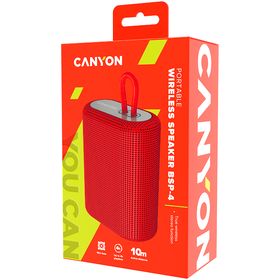 Zvučnik CANYON BSP-4 (Bluetooth 5.0, 1200mAh, TWS, crvena)-3