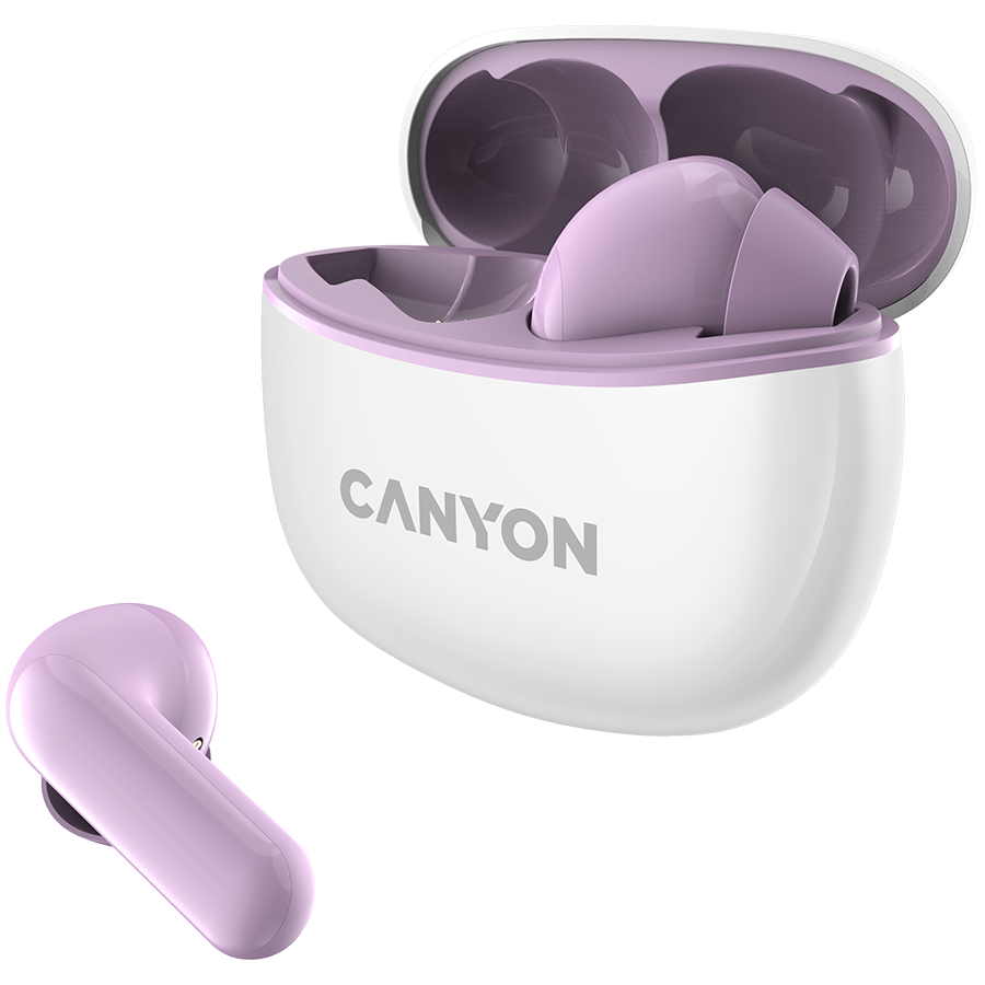 Canyon TWS-5 Bluetooth headset, with microphone, BT V5.3 JL 6983D4, Frequence Response:20Hz-20kHz, battery EarBud 40mAh*2+Charging Case 500mAh, type-C cable length 0.24m, size: 58.5*52.91*25.5mm, 0.03-1