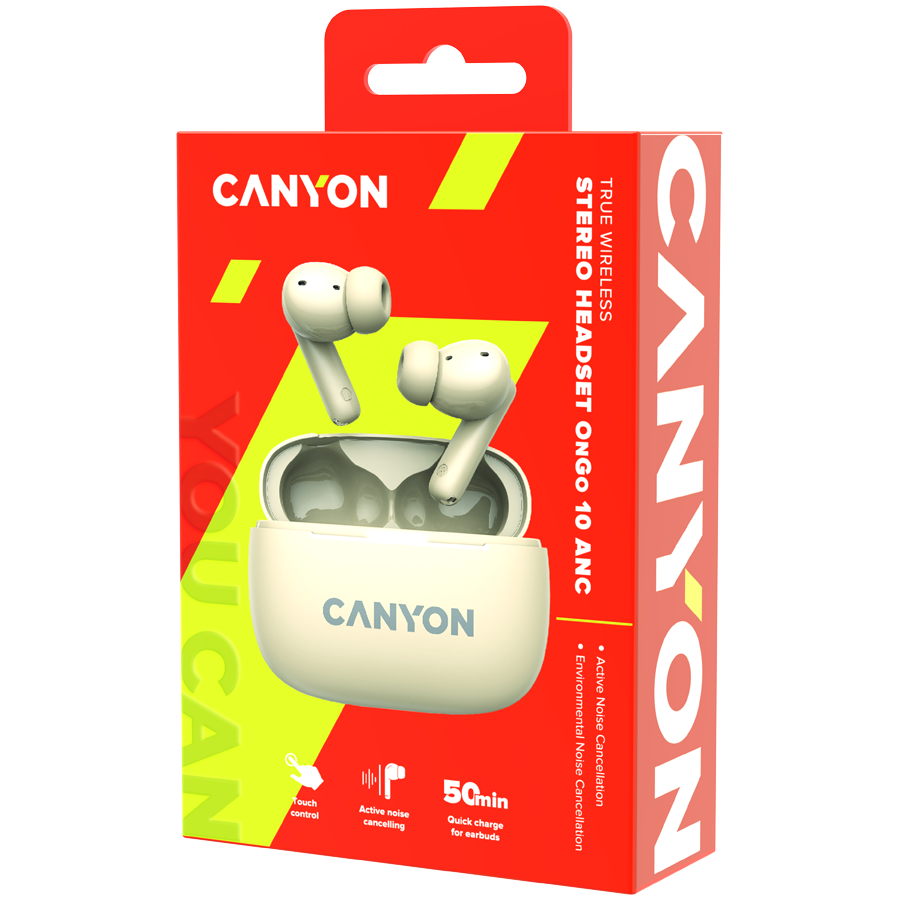Slušalice CANYON TWS-10 (in-ear, bežične, Bluetooth 5.3, frekvencijski odgovor 20Hz-20kHz, boja bež)-7
