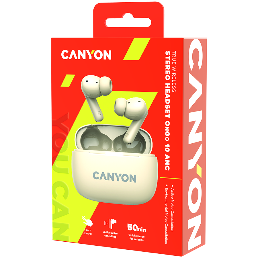 Slušalice CANYON TWS-10 (in-ear, bežične, Bluetooth 5.3, frekvencijski odgovor 20Hz-20kHz, boja bež)-8
