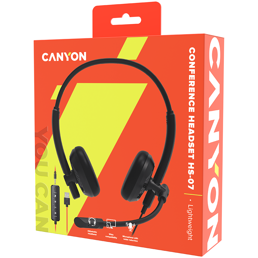Headset CANYON HS-07 (žične, on-ear, crna)-5