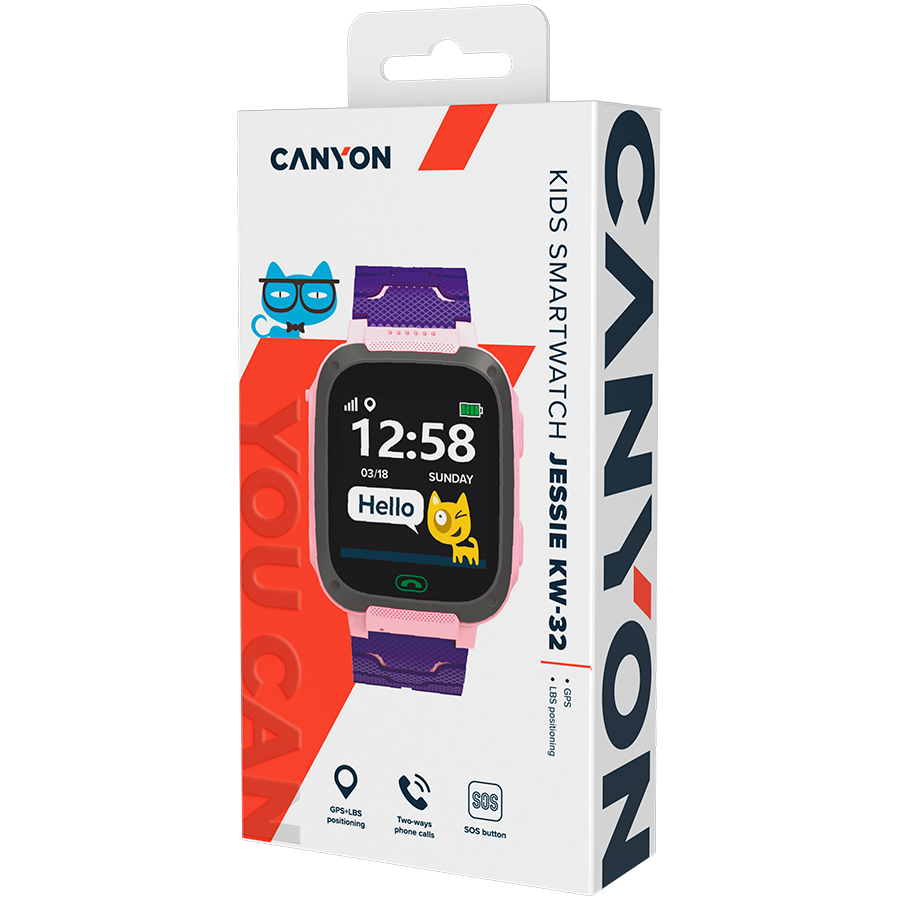 Smart Watch CANYON KW32 (1.44" ekran, GPS, Micro SIM, 32+32MB, 400mAh, Android, iOS, ružičasta)-7