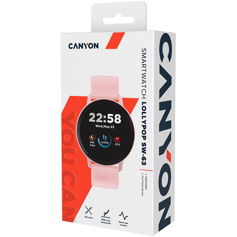 Smart watch, 1.3inches IPS full touch screen, Round watch, IP68 waterproof, multi-sport mode, BT5.0, compatibility with iOS and android, Pink, Host 25.2*42.5*10.7mm, Strap 20*250mm, 45g-5