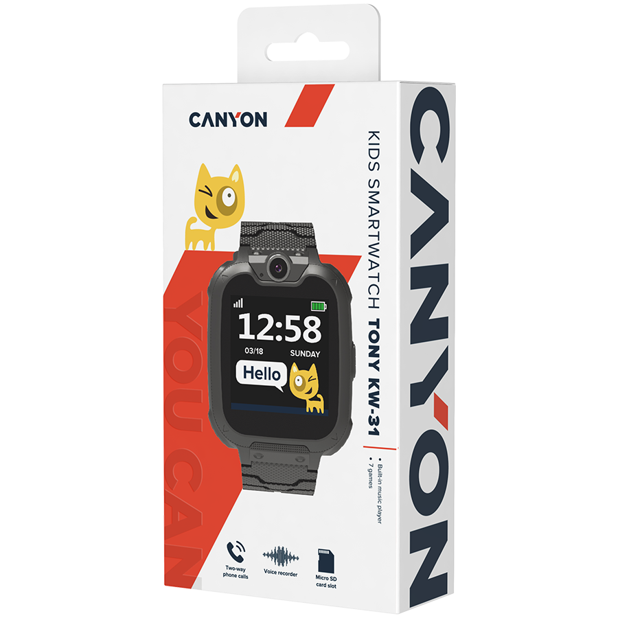 Dječji pametni sat CANYON CNE-KW31BB Tony Kids crni, SIM-5