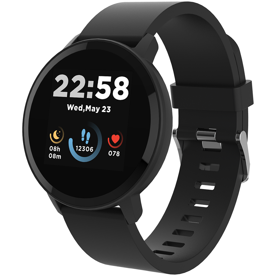 Smart watch, 1.3inches IPS full touch screen, Round watch, IP68 waterproof, multi-sport mode, BT5.0, compatibility with iOS and android crna , Host 25.2*42.5*10.7mm, Strap 20*250mm, 45g-0