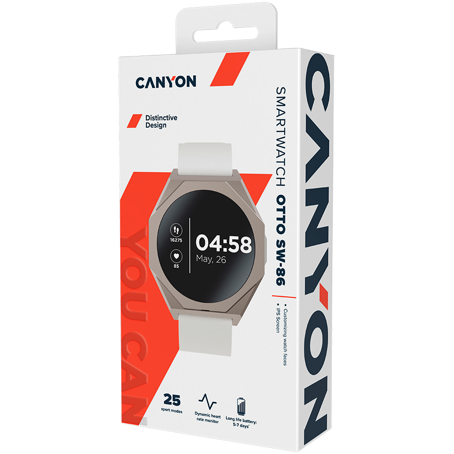 Smart Watch CANYON Otto SW-86 (1.30", 360x360, 192 KB, 280 mAh, aluminij, digitalni)-6