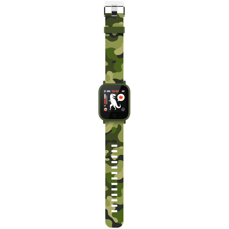 Teenager smart watch, 1.3 inches IPS full touch screen, green plastic body, IP68 waterproof, BT5.0, multi-sport mode, built-in kids game, compatibility with iOS and android, 155mAh battery, Host D42x-3