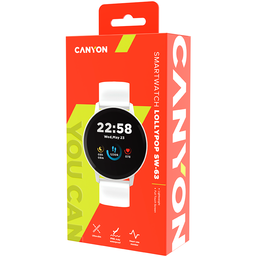 Smart watch, 1.3inches IPS full touch screen, Round watch, IP68 waterproof, multi-sport mode, BT5.0, compatibility with iOS and android, Silver white , Host 25.2*42.5*10.7mm, Strap 20*250mm, 45g-5