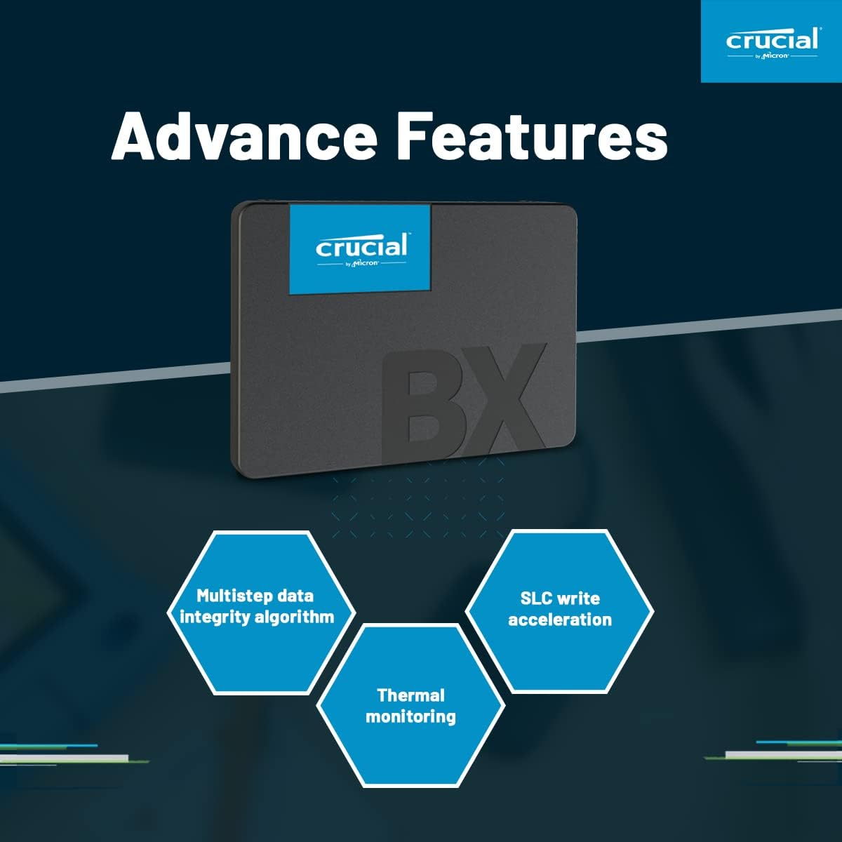 CRUCIAL BX500 500GB SSD, 2.5” 7mm, SATA 6 Gb/s, Read/Write: 540 / 500 MB/s-5