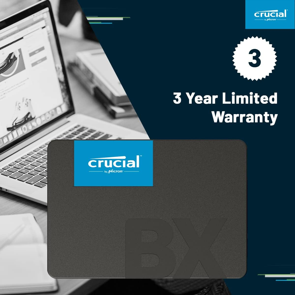 CRUCIAL BX500 500GB SSD, 2.5” 7mm, SATA 6 Gb/s, Read/Write: 540 / 500 MB/s-3