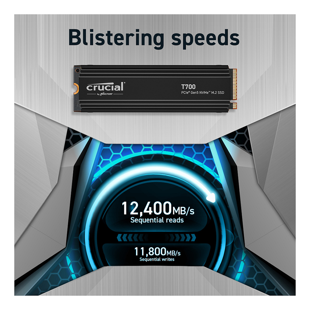 Interni CRUCIAL T700 4TB PCIe Gen5 NVMe M.2 SSD with heatsink, EAN: 649528936738-5