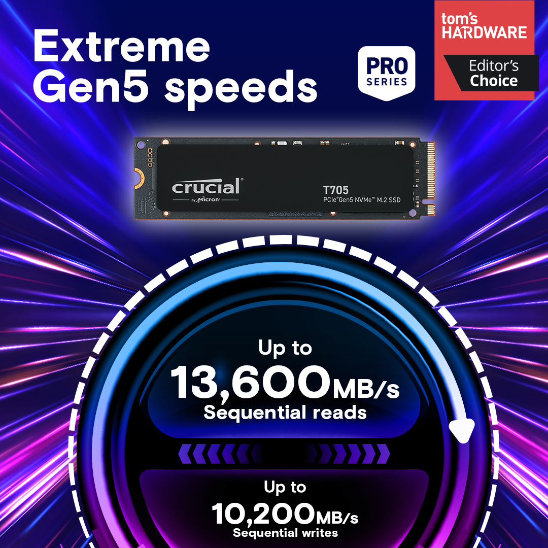 SSD CRUCIAL T705 1TB PCIe Gen5 NVMe M.2-4