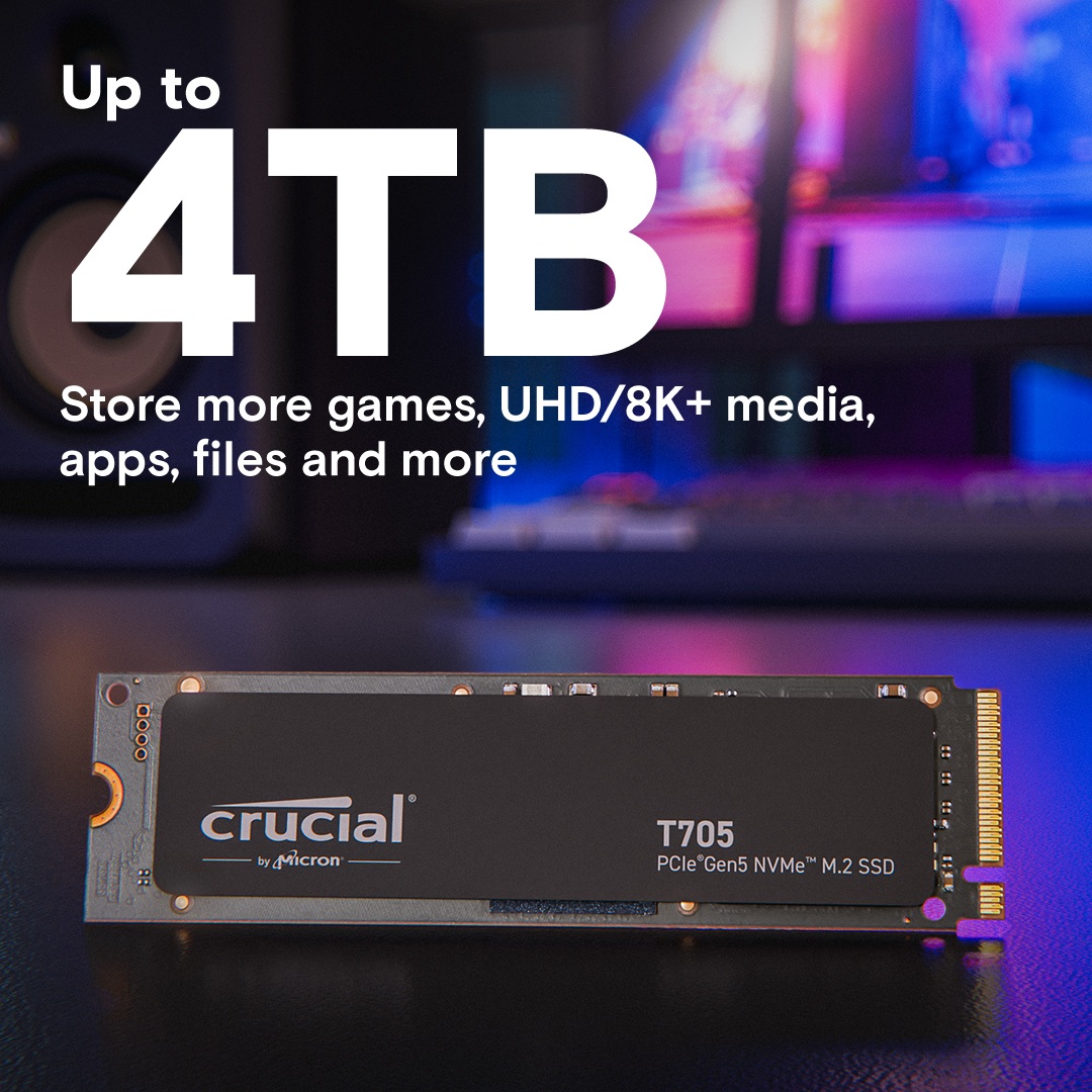 SSD CRUCIAL T705 1TB PCIe Gen5 NVMe M.2-6