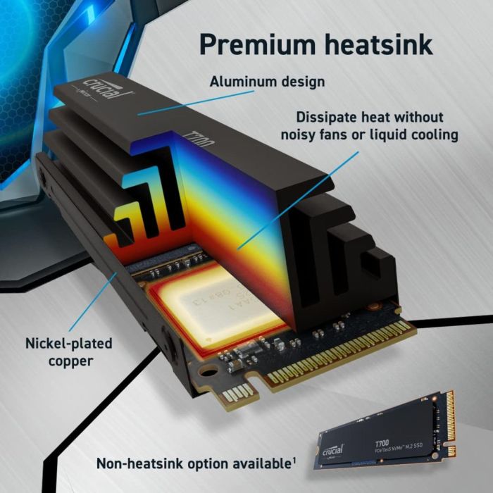 SSD CRUCIAL T700 1TB (kapacitet 1 TB, PCIe Gen5, NVMe, M.2 22x80mm, maksimalna brzina čitanja 11700 MB/s, maksimalna brzina pisanja 9500 MB/s, 3D NAND, heatsink)-4