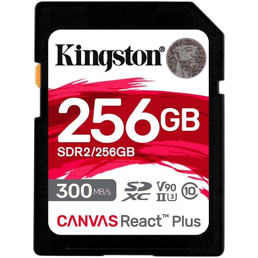Kingston 256GB Canvas React Plus SDXC UHS-II 300R/260W U3 V90 for Full HD/4K/8K EAN: 740617301977-0