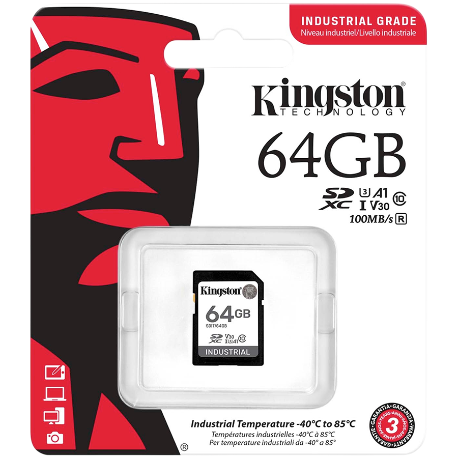 SD kartica KINGSTON 64GB SDXC Industrial (C10, UHS-I U3, V30, A1, pSLC, -40C do 85C)-2
