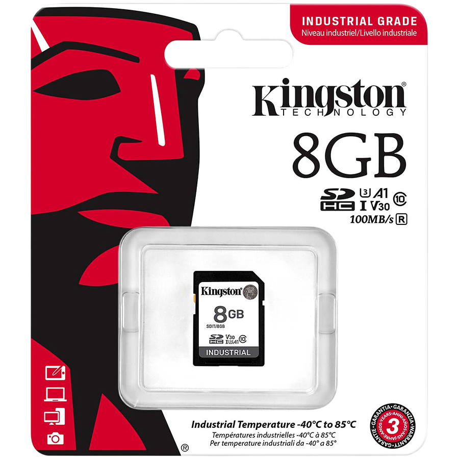 SD kartica KINGSTON 8GB SDHC Industrial (C10, UHS-I U3, V30, A1, pSLC, -40C do 85C)-3