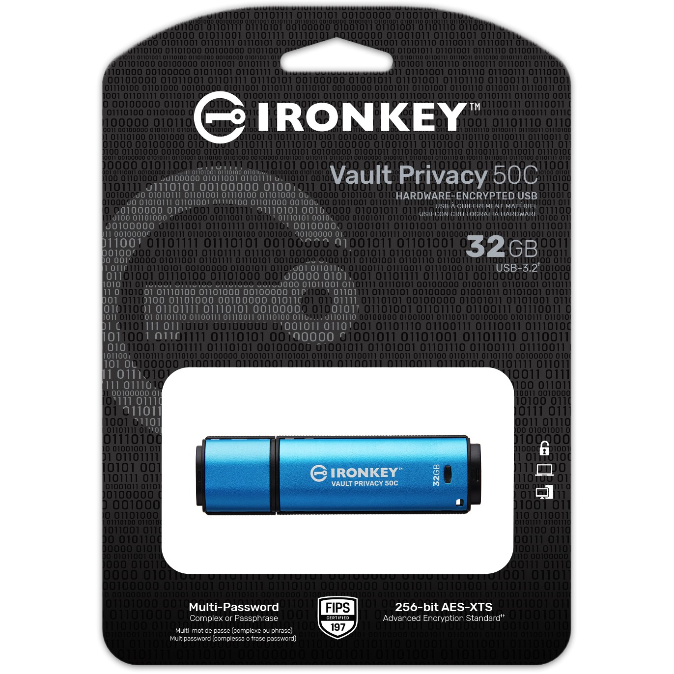 USB-C IronKey Vault KINGSTON 32GB (Privacy 50C, AES-256 enkripcija, FIPS 197)-3