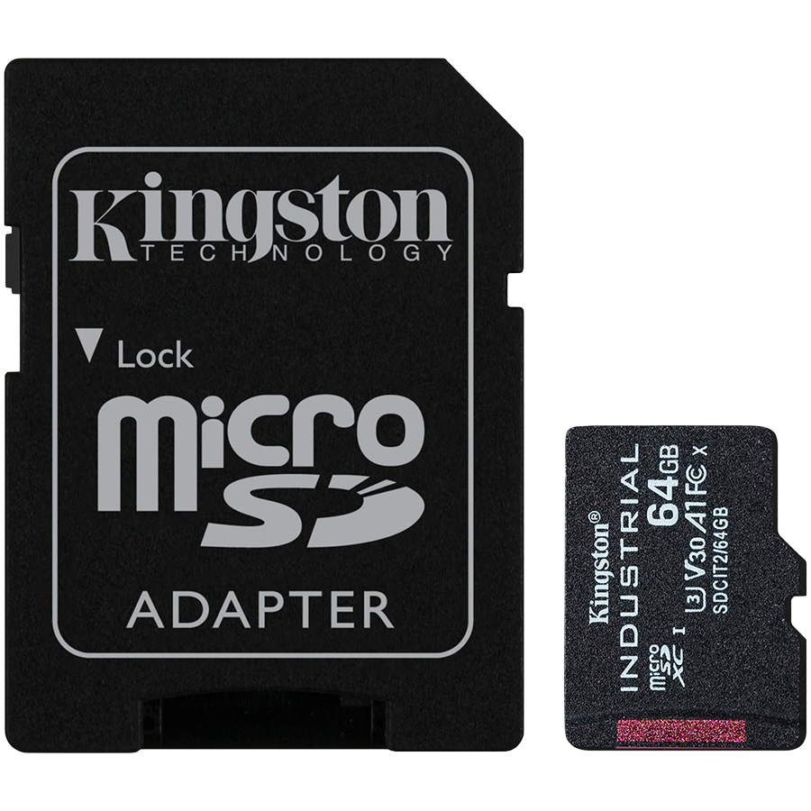 Kingston 64GB microSDXC Industrial C10 A1 pSLC Card + SD Adapter