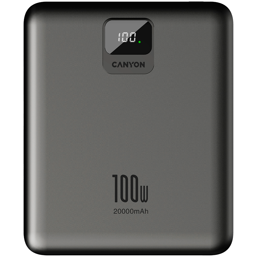 Power bank CANYON PB-2008 (20000 mAh, PD100W, QC3.0, USB Type C, Tamno siva)-1