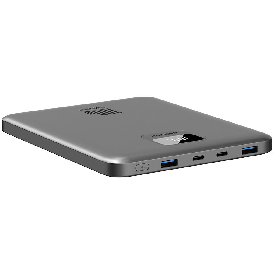 Power bank CANYON PB-2008 (20000 mAh, PD100W, QC3.0, USB Type C, Tamno siva)-3