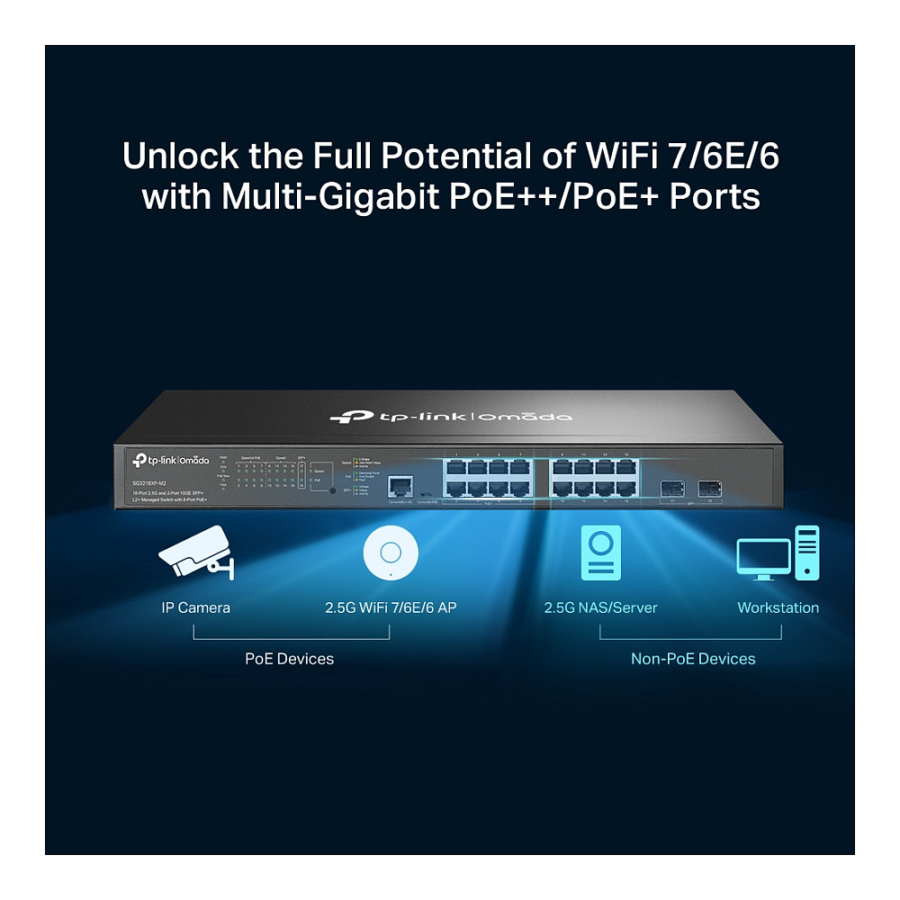 Prekidač TP-LINK Omada 16-Port 2.5GBASE-T and 2-Port 10GE SFP+ (L2+ managed, 8-port PoE+)-10