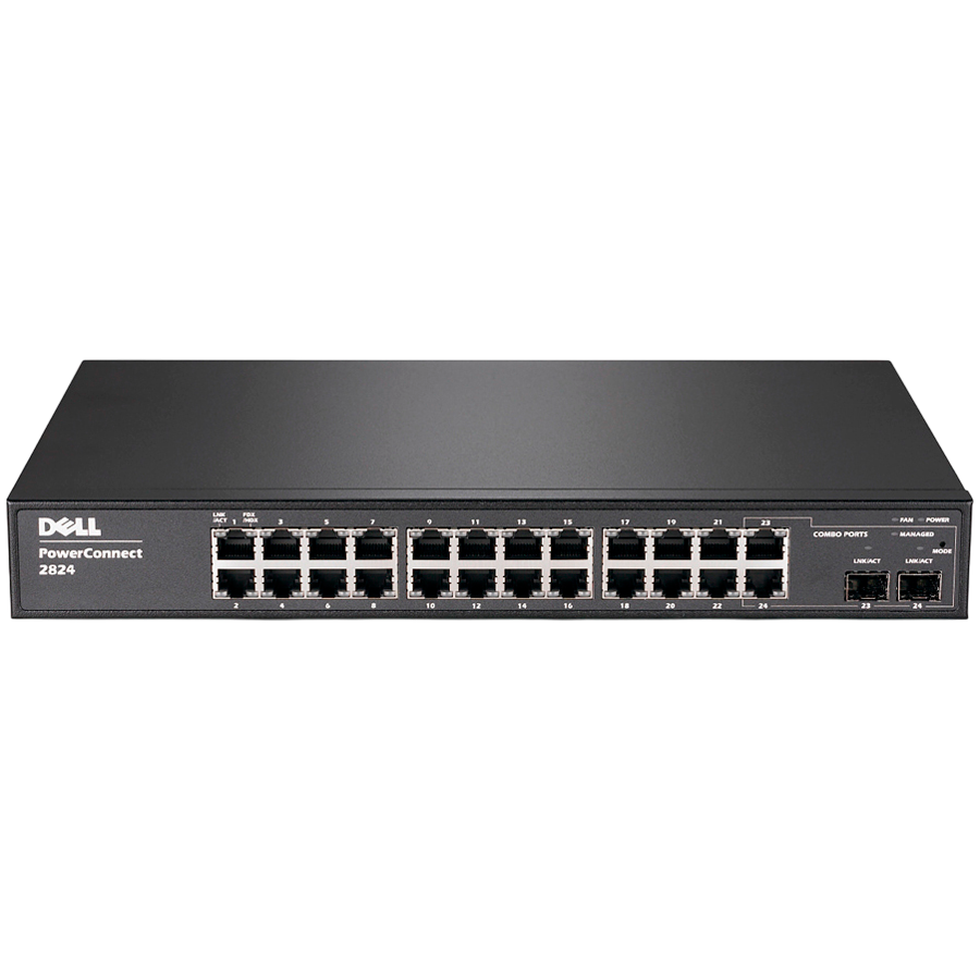 Switch DELL PowerConnect 2824 24 GbE Port WebManaged s 2 SFP Combo Portovima-0