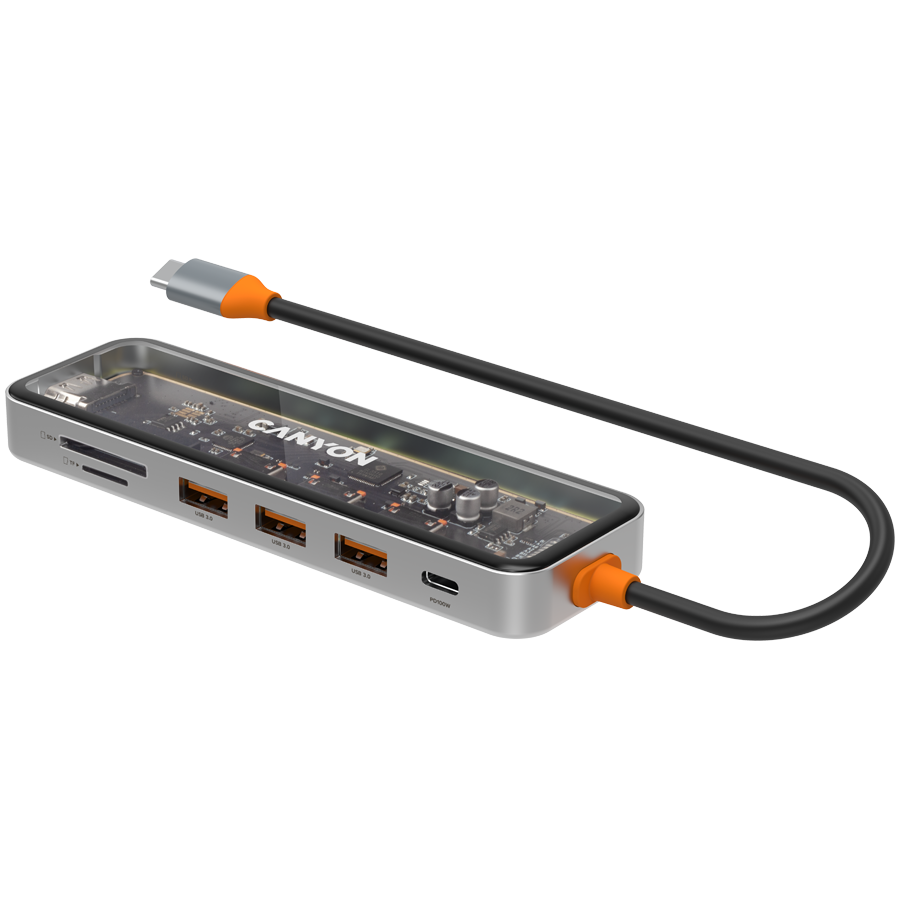 Hub CANYON DS-13 (7in1, USB-C, HDMI, 3x USB 3.0, čitač kartica)-2