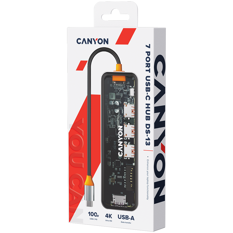 Hub CANYON DS-13 (7in1, USB-C, HDMI, 3x USB 3.0, čitač kartica)-6