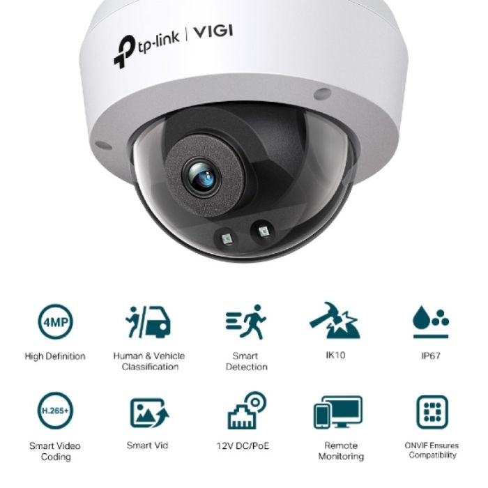 Mrežna kamera TP-LINK 4MP Dome Network Camera (H.265+/H.265/H.264+/H.264, 1/3'' Progressive Scan CMOS, PoE/12V DC, 4 mm Fixed Lens)-0