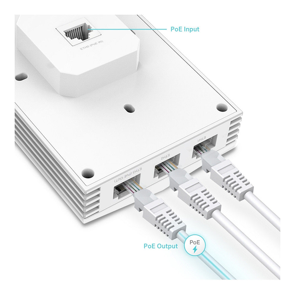 Wi-Fi 6 Access Point TP-LINK AX3000 Wall-Plate (Dual-Band, 574Mbps at 2.4 GHz + 2402 Mbps at 5 GHz, 1× Gigabit RJ45 Uplink Port, 3× Gigabit RJ45 Downlink Port)-4