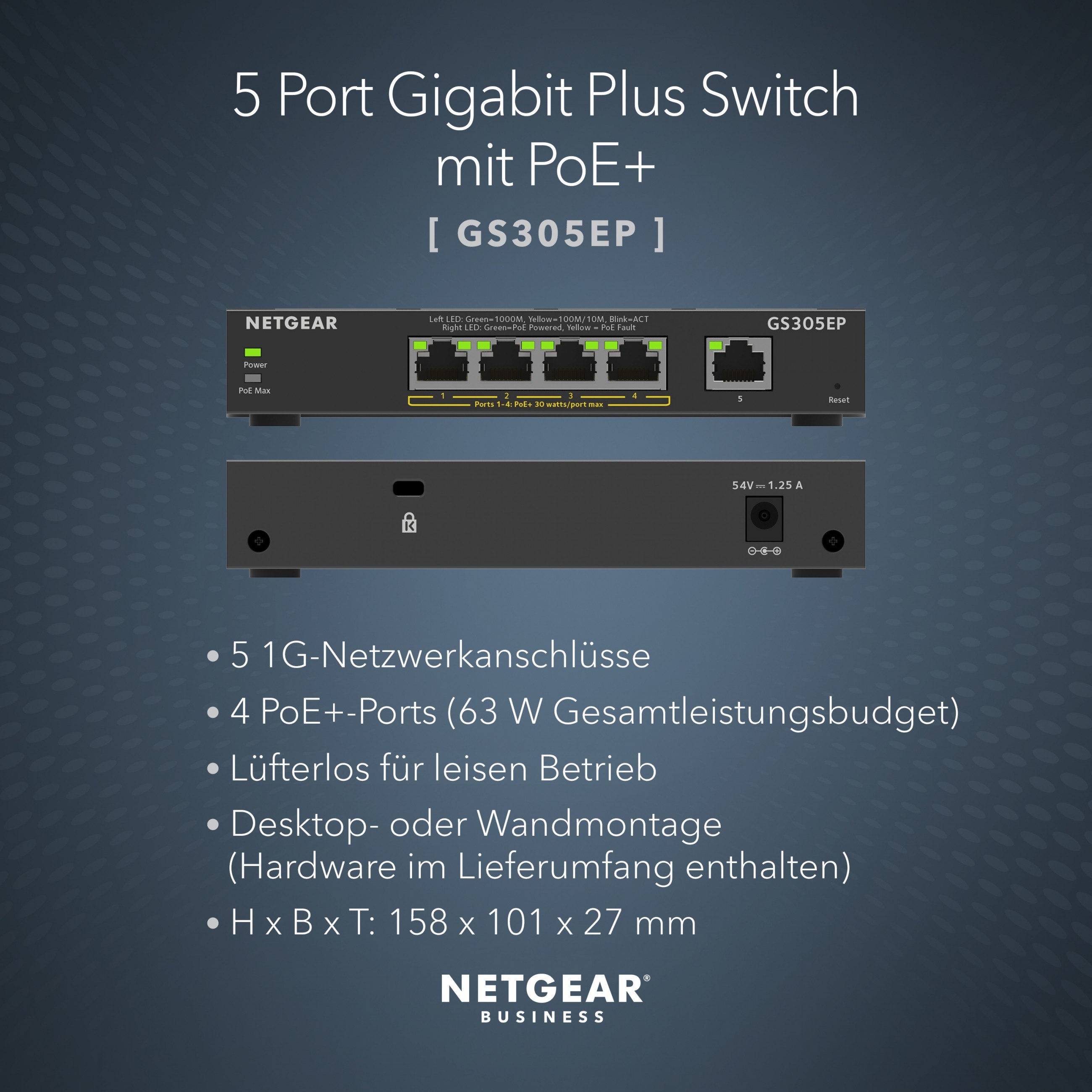Switch Netgear 5PT GE PLUS SWCH W/ POE+ (5 portova, PoE+, vanjski)-9