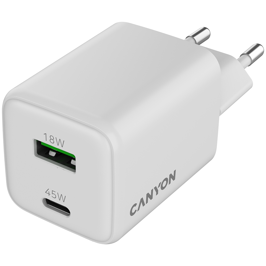 Punjač CANYON CU45AC (45 W, 1xPD, 1xQC, GaN Technology, bijela)-3