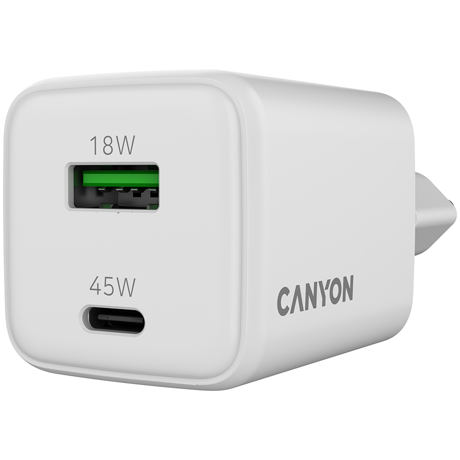 Punjač CANYON CU45AC (45 W, 1xPD, 1xQC, GaN Technology, bijela)-4