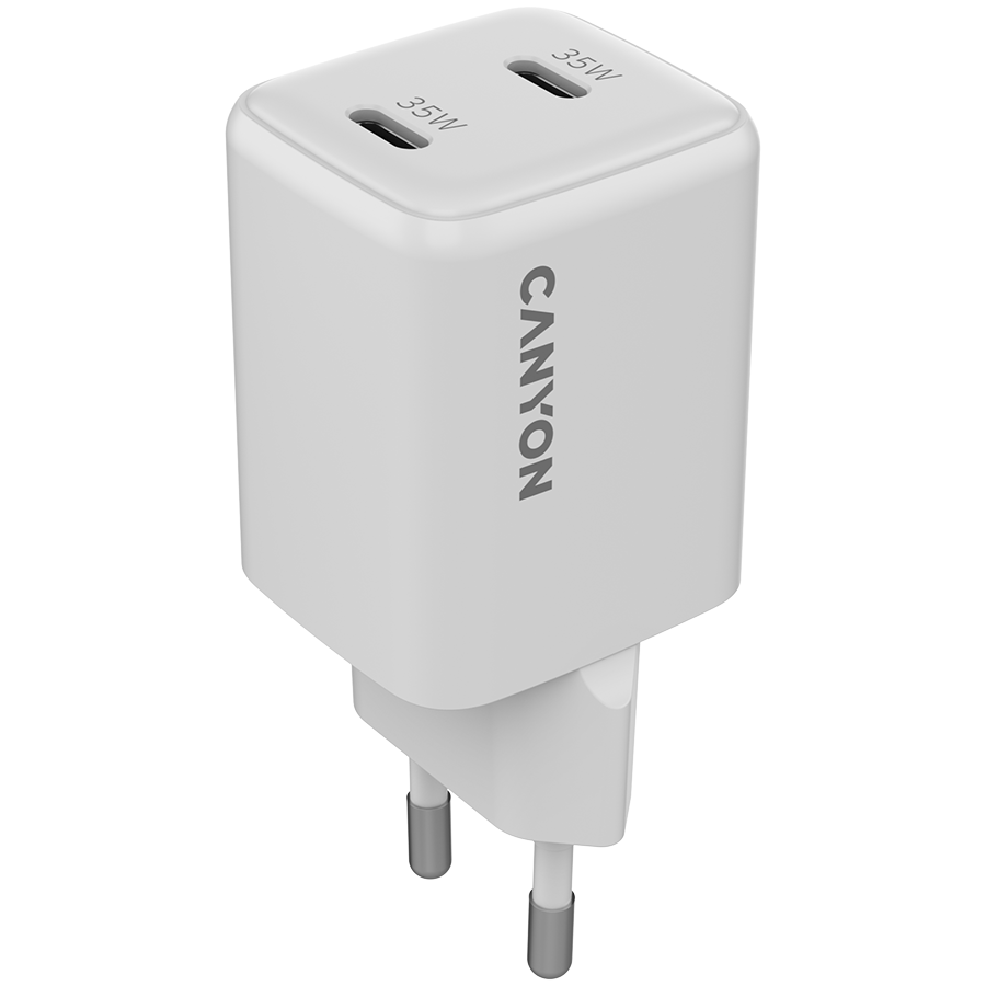 Punjač CANYON CU35CC GaN (35W, 2xPD, EU, Bijeli)-0
